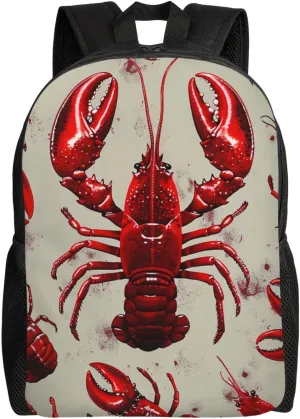 Laptop Backpack 15 Inch with Red Lobster Work Travel School Bag for Men Women Black One Size