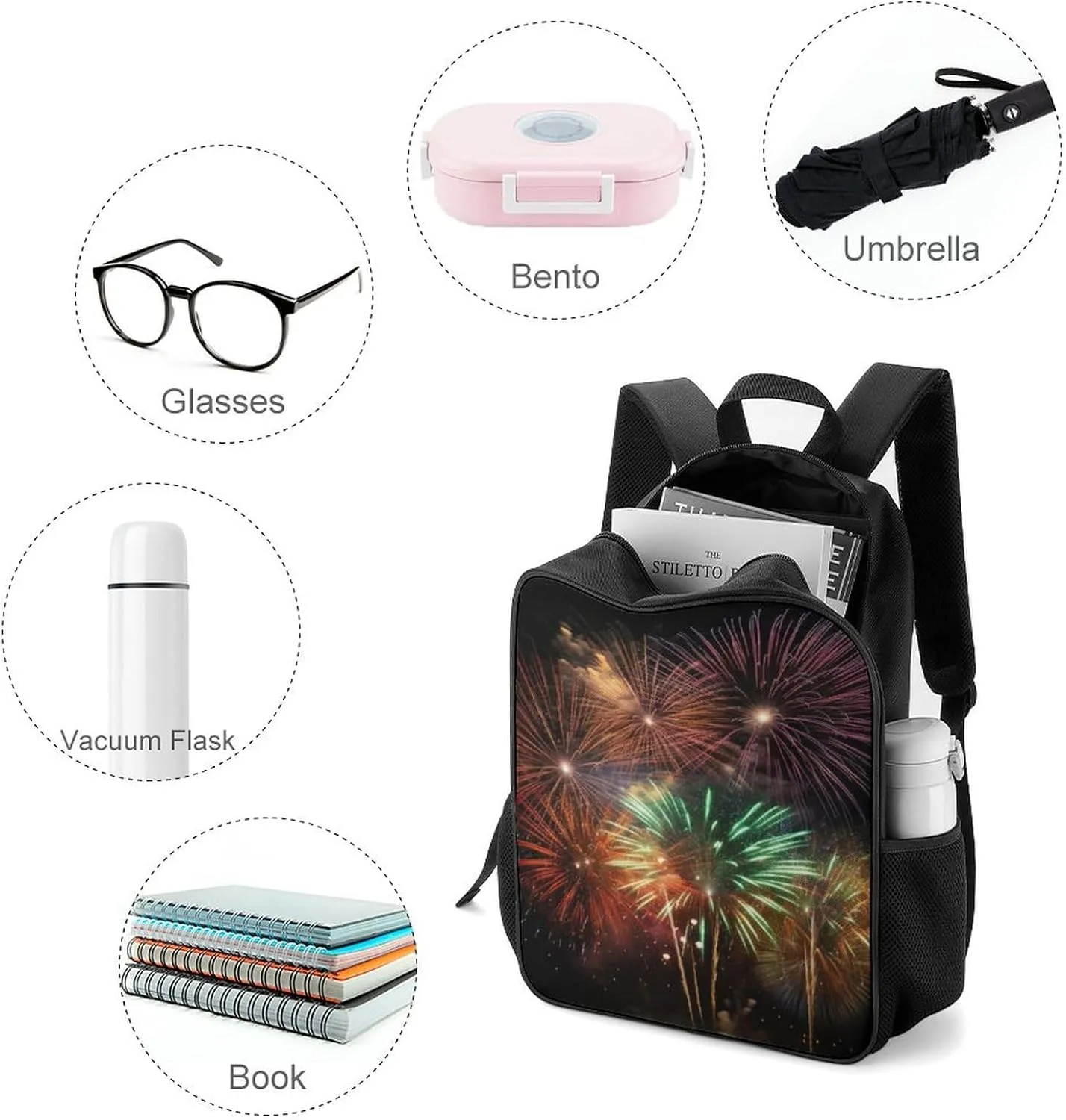 Laptop Backpack for Travel Daypack Splendid Fireworks Computer Bag Work Back Pack Laptop Bag Casual Nurse Bag