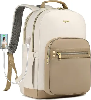 laptop backpack for Women - 15.6 inch Work Bags Travel Backpack with USB Charger College Bookbag Waterproof Business Computer Backpack Anti-theft Casual Backpacks for Nurse Teacher khaki