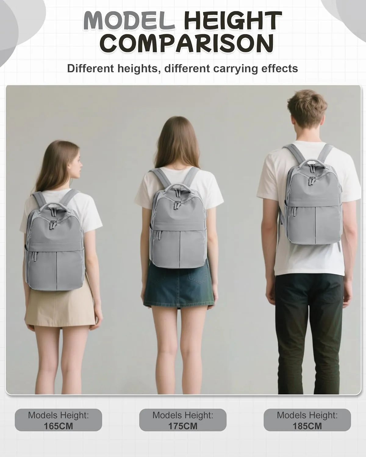 Laptop Backpack for Women Men Gym Work Backpack Casual Daypack Backpacks Small Travel Backpack for Traveling on Airplane Lightweight College Teacher Backpacks for Women Grey