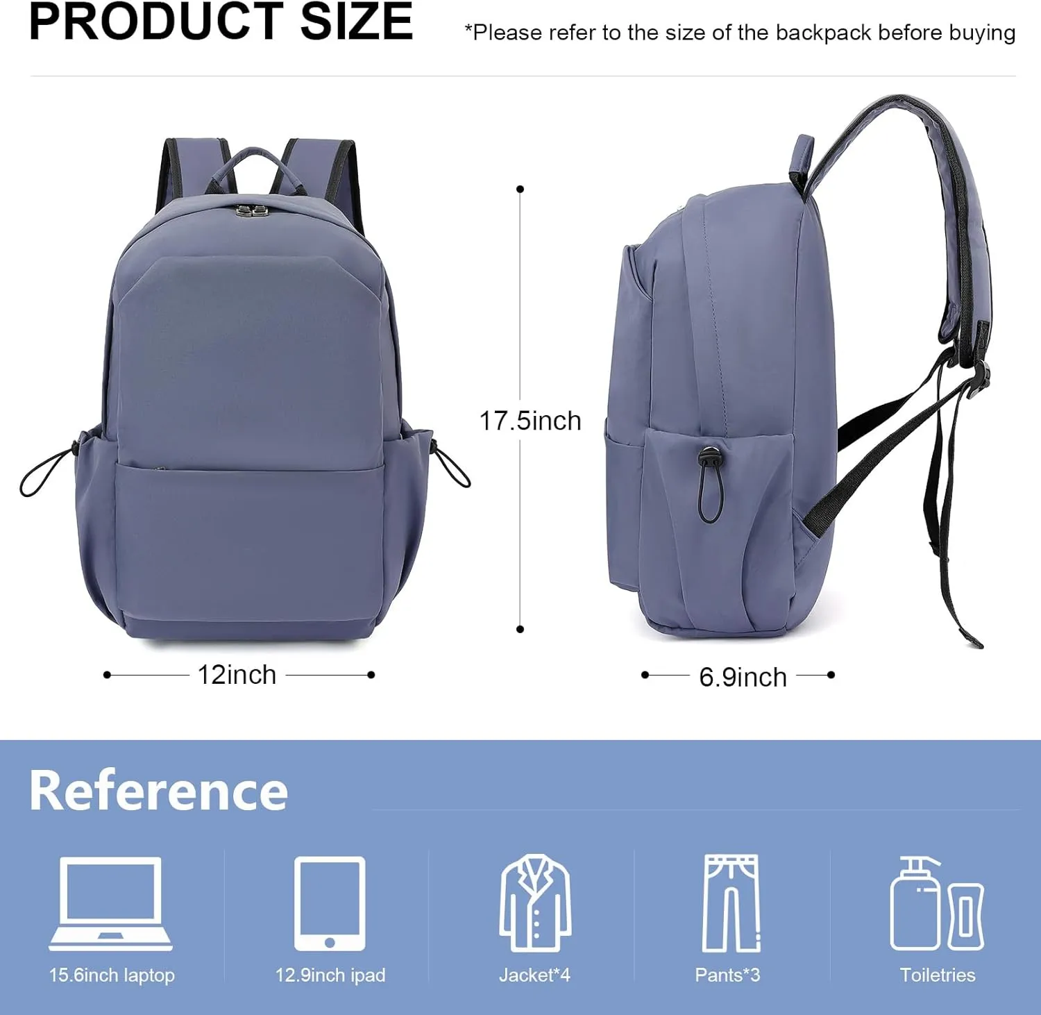 Laptop Backpack for Work, College, Travel, Lightweight Waterproof Daily Backpacks for Men Women, Sport Rucksack Computer Bag Fits 15.6 Inch Notebook