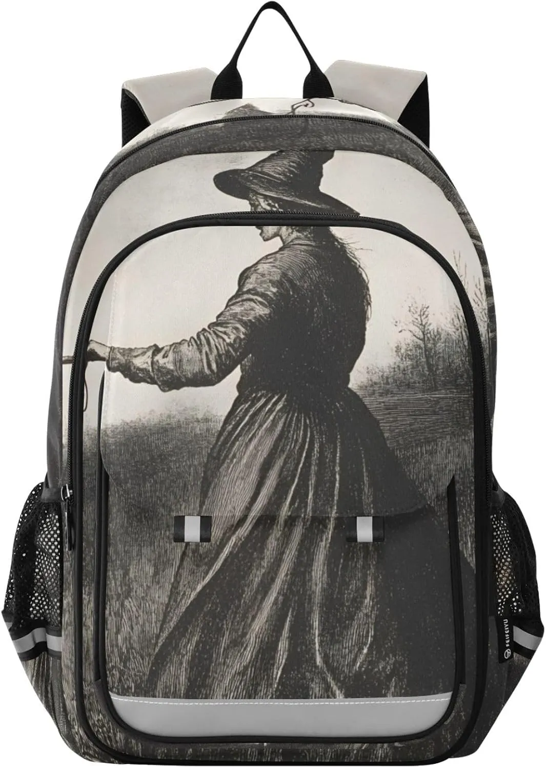 Laptop Backpack Purse Witch Scary Grassland for Women Men Travel Daypack Casual Shoulder Bag Book Bag Cute Cool Funny Backpack with Compartment & Multiple Pockets