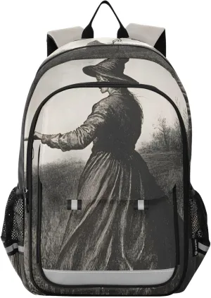 Laptop Backpack Purse Witch Scary Grassland for Women Men Travel Daypack Casual Shoulder Bag Book Bag Cute Cool Funny Backpack with Compartment & Multiple Pockets