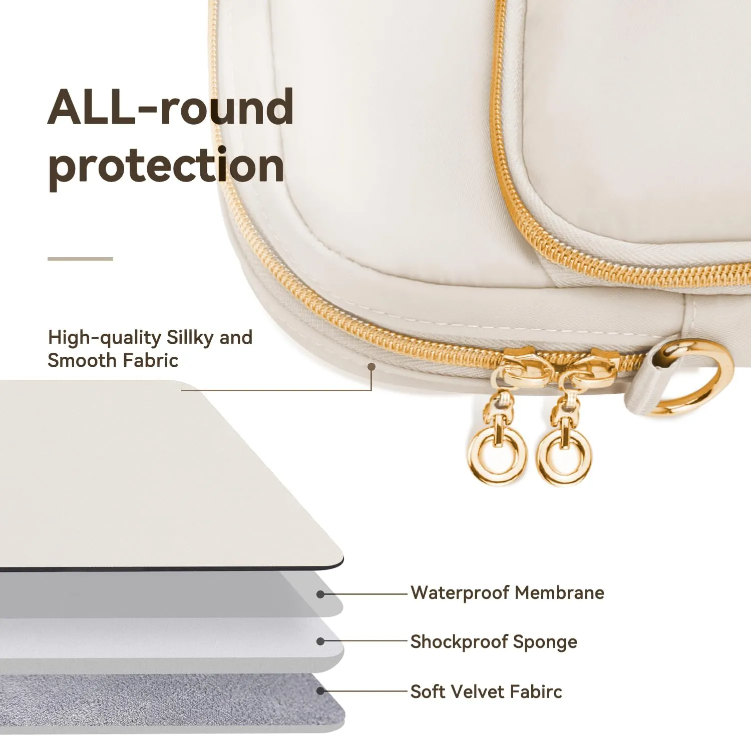 Laptop Case Bag Women Men Computer Sleeve Compatible with MacBook/Dell/HP/Acer/ASUS, Waterproof Shoulder Carrying Briefcase, Beige, 17-17.3 Inch