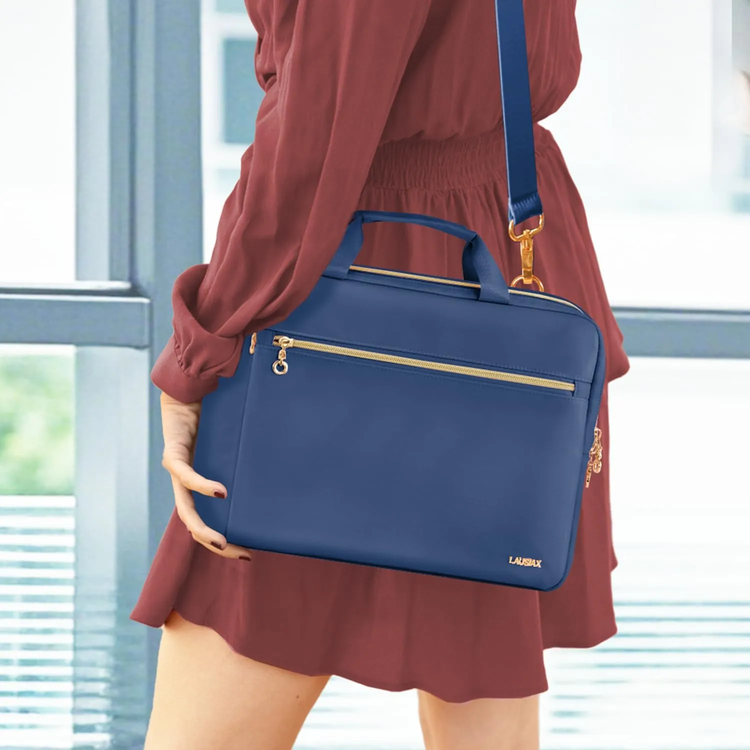 Laptop Case Bag Women Men Computer Sleeve Compatible with MacBook/Dell/HP/Acer/ASUS/LG, Waterproof Shoulder Carrying Briefcase, Blue, 17-17.3 Inch