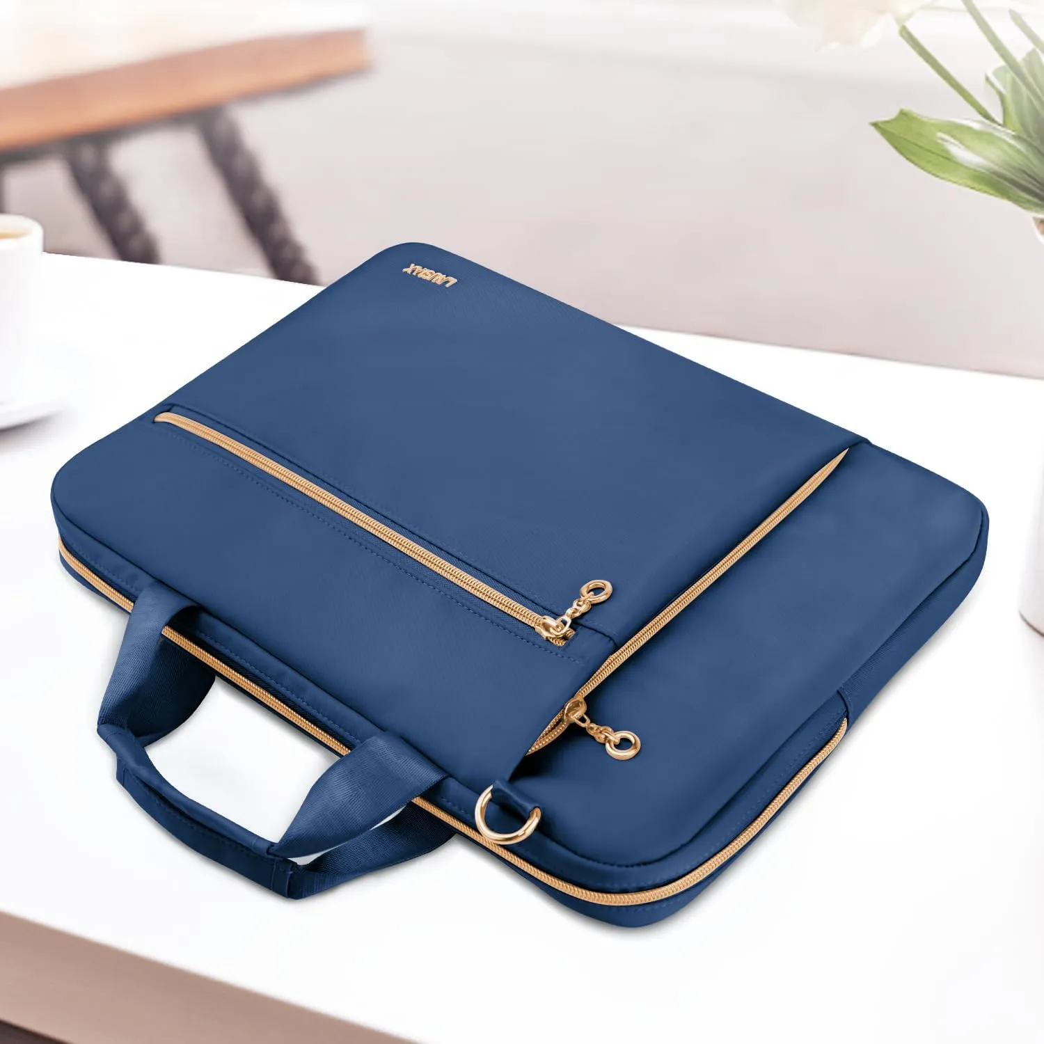 Laptop Case Bag Women Men Computer Sleeve Compatible with MacBook/Dell/HP/Acer/ASUS/LG, Waterproof Shoulder Carrying Briefcase, Blue, 17-17.3 Inch