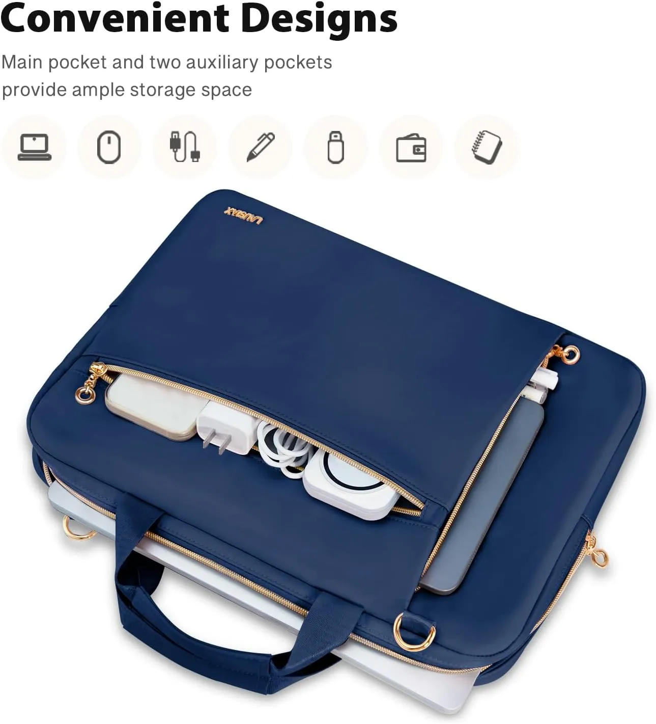 Laptop Case Bag Women Men Computer Sleeve Compatible with MacBook/Dell/HP/Acer/ASUS/LG, Waterproof Shoulder Carrying Briefcase, Blue, 17-17.3 Inch