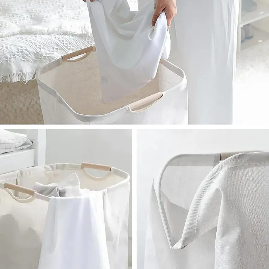 Large capacity  Laundry Hampers with bamboo Handles
