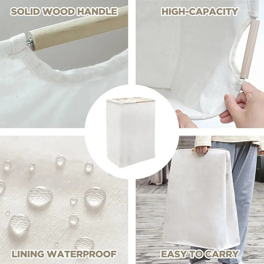 Large capacity  Laundry Hampers with bamboo Handles