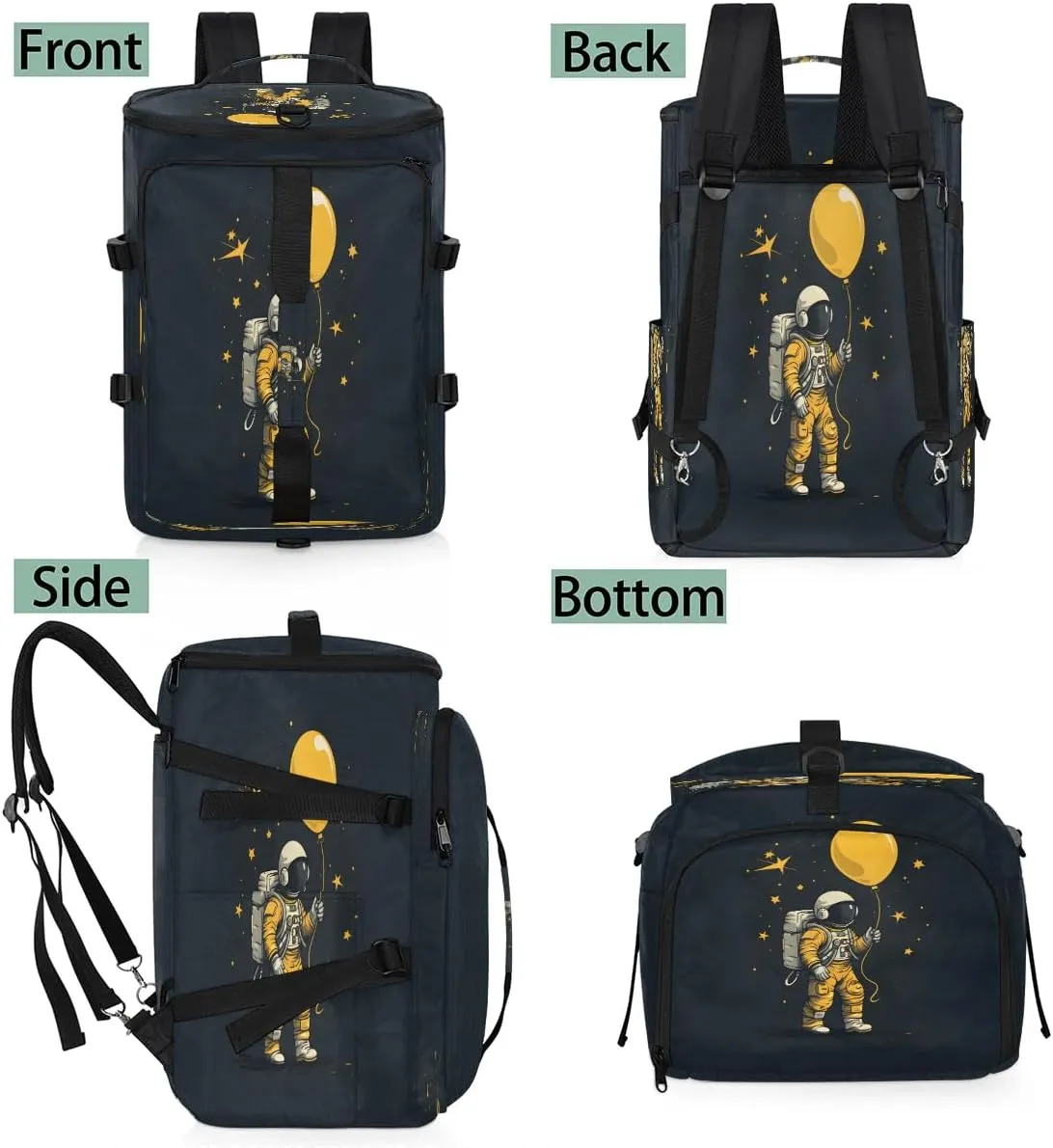 Large Carry on Backpack for Women Men Multi-function Gym Duffle Bag Astronaut in Space Backpack Polyester Waterproof Duffel Bags