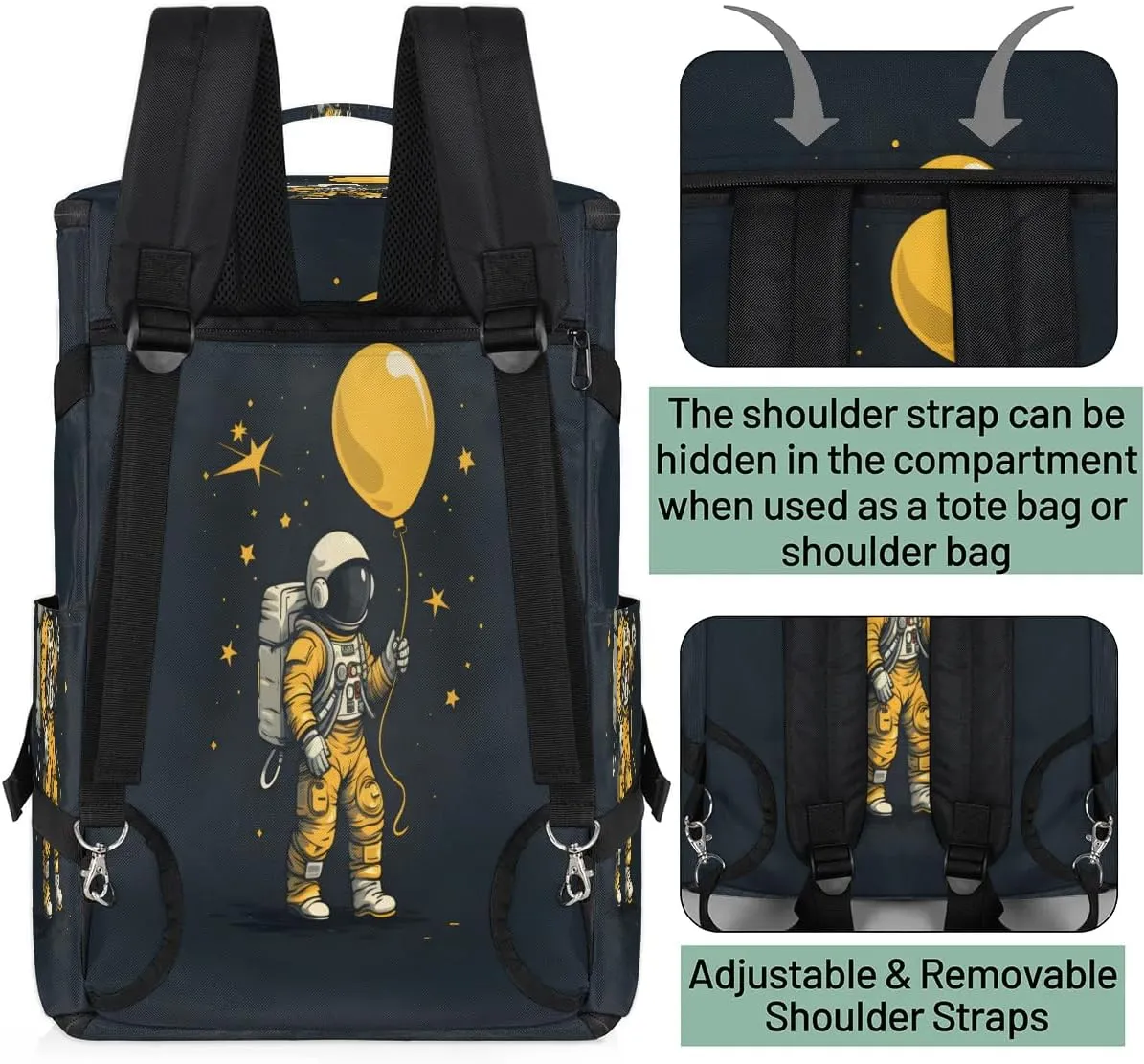 Large Carry on Backpack for Women Men Multi-function Gym Duffle Bag Astronaut in Space Backpack Polyester Waterproof Duffel Bags
