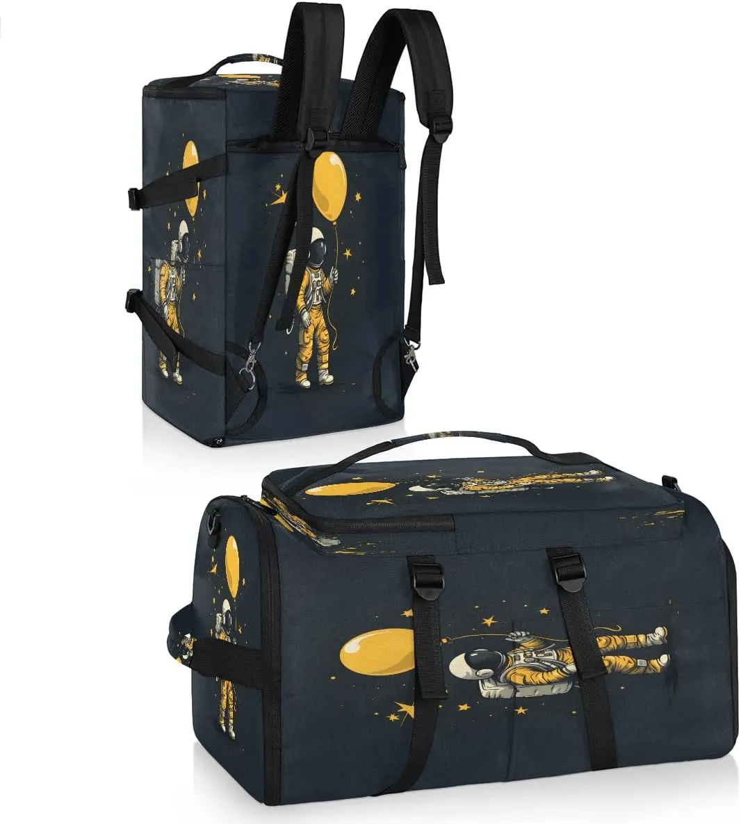 Large Carry on Backpack for Women Men Multi-function Gym Duffle Bag Astronaut in Space Backpack Polyester Waterproof Duffel Bags