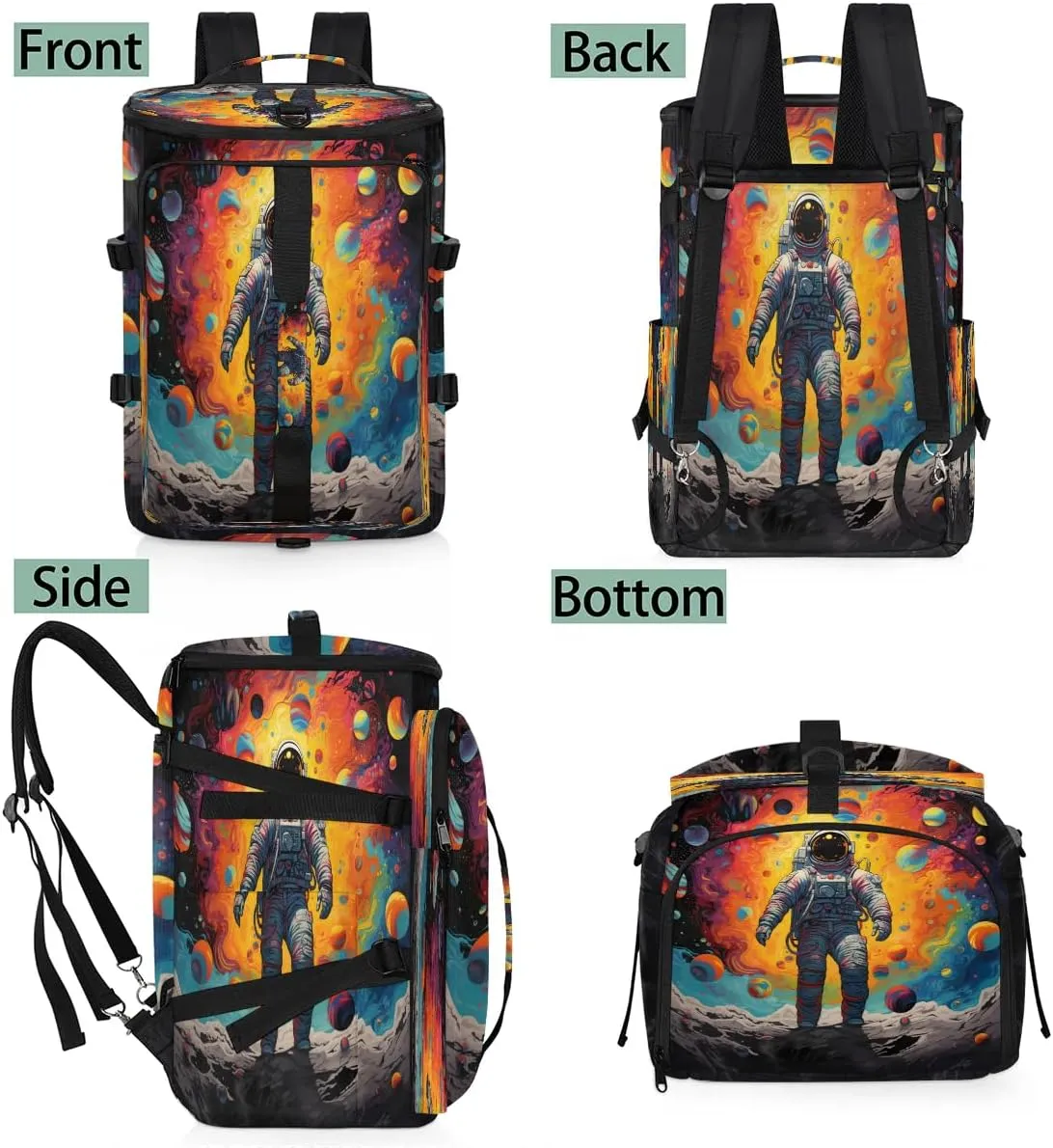 Large Carry on Backpack for Women Men Multi-function Gym Duffle Bag Planet Astronaut Backpack Polyester Waterproof Duffel Bags
