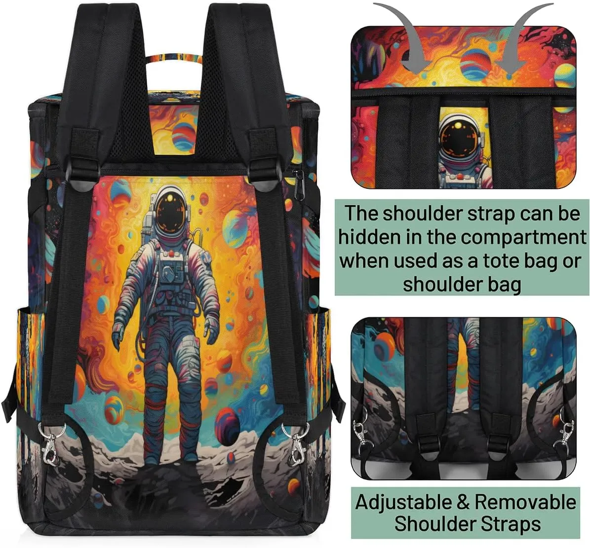 Large Carry on Backpack for Women Men Multi-function Gym Duffle Bag Planet Astronaut Backpack Polyester Waterproof Duffel Bags