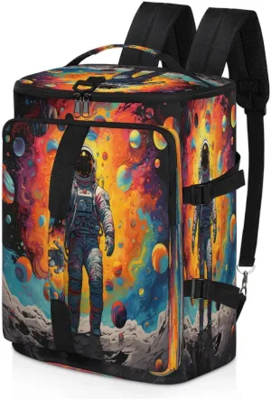 Large Carry on Backpack for Women Men Multi-function Gym Duffle Bag Planet Astronaut Backpack Polyester Waterproof Duffel Bags