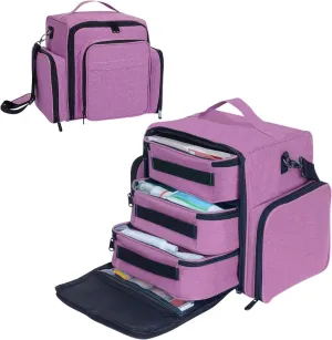 Large Makeup Bag Cosmetic Case Organizer with 3 Inner Removable Pouches Multifunctional Travel Train Storage,Purple
