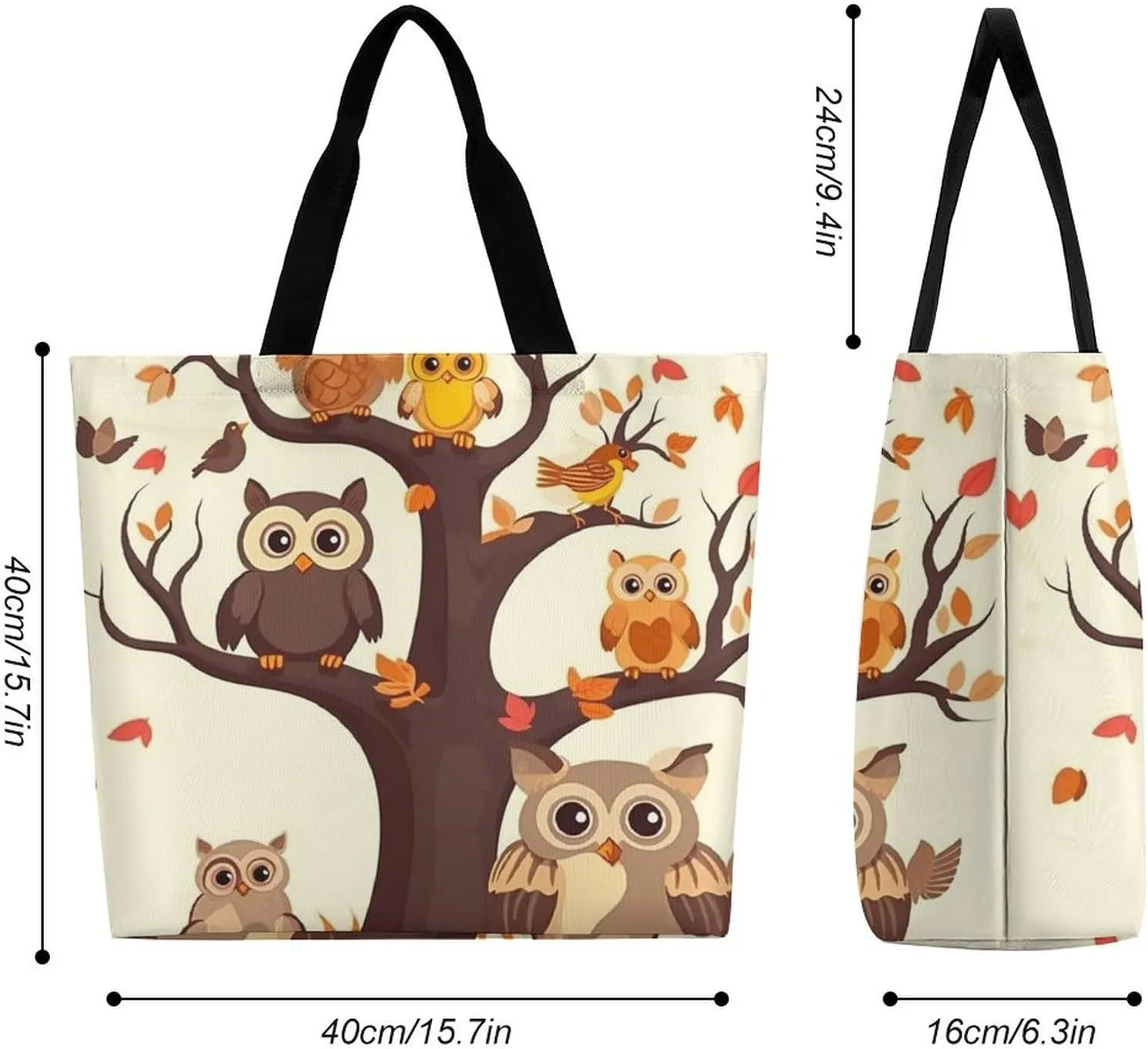 Large Tote Bag Shopping Bag with Handles Animal Cartoon Elephant Foldable Washable Heavy Duty Waterproof