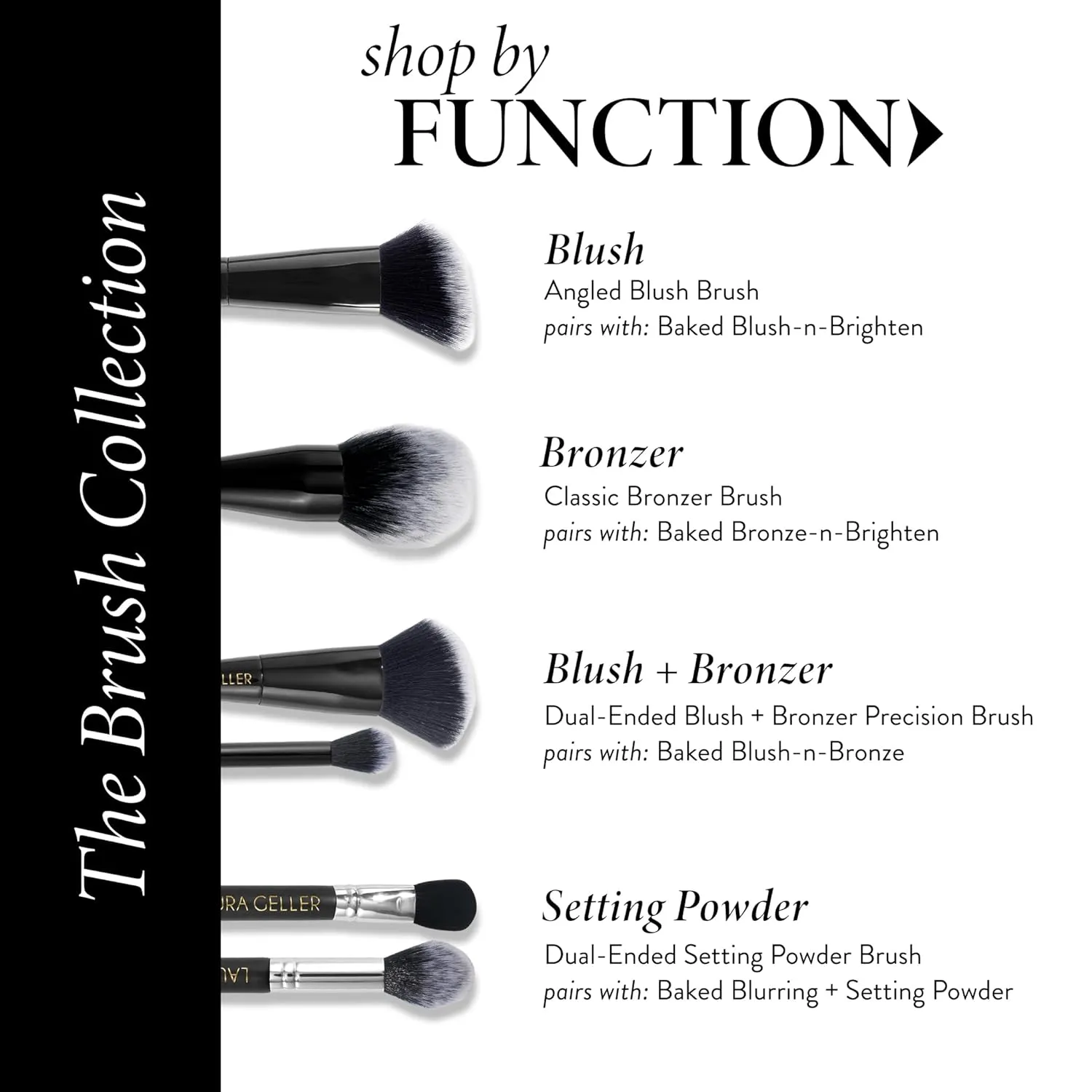 LAURA GELLER NEW YORK Angled Blush Brush with Black Wooden Handle & Dense Bristles for Makeup Application