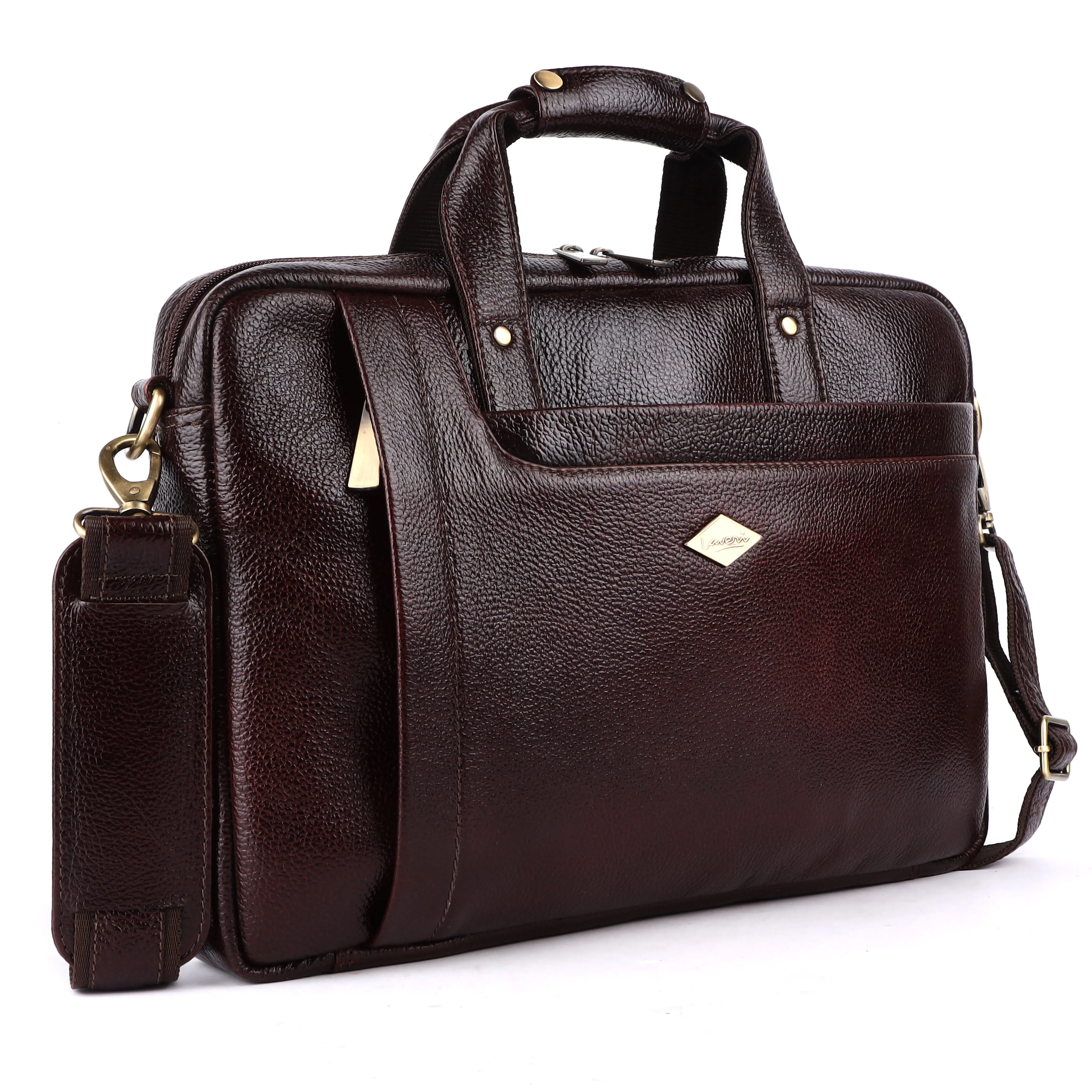 Laveri® Genuine Leather Laptop Messenger bag #2866 Brown