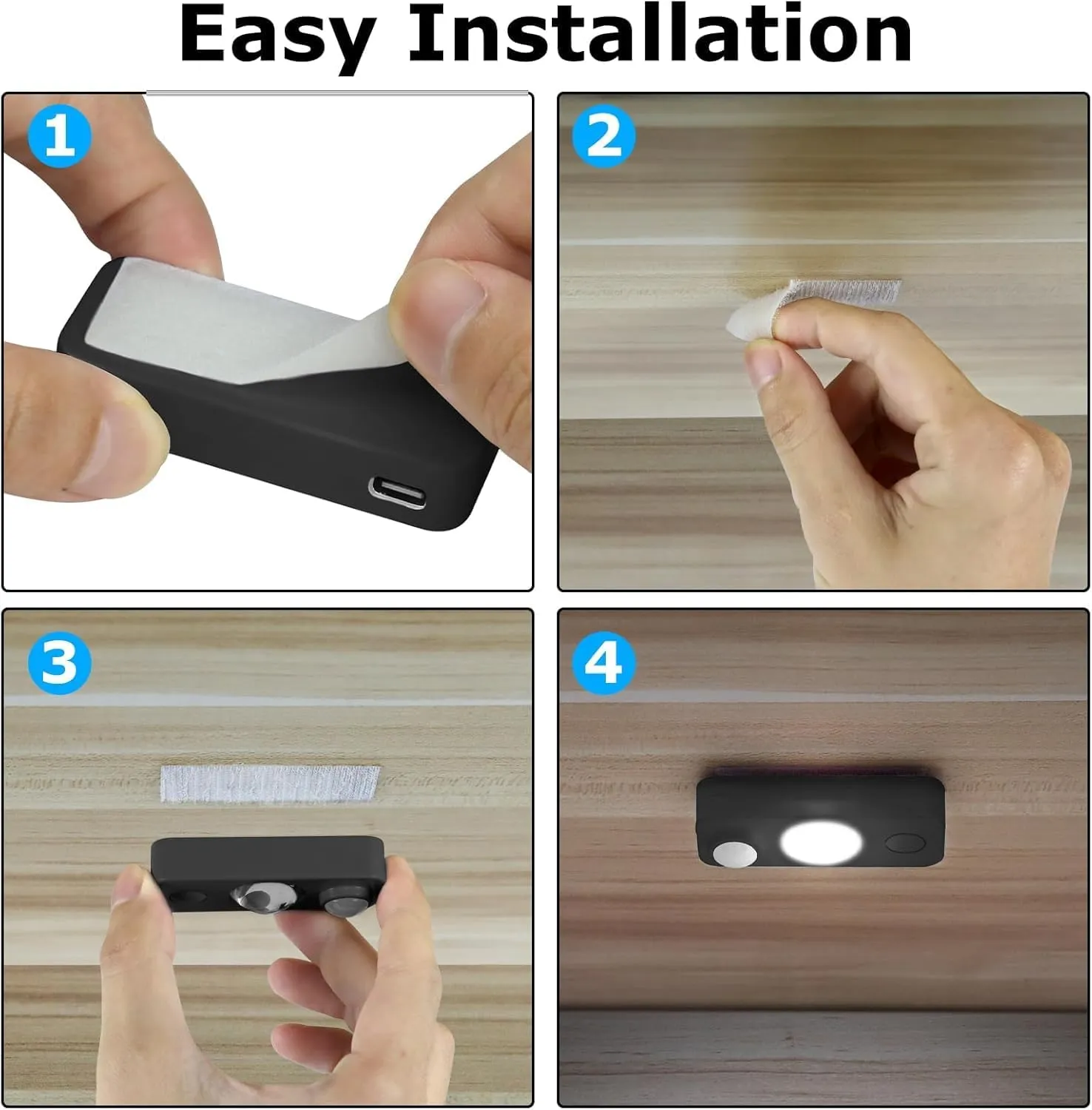 LED Motion Sensor Puck Lights, Rechargeable Cabinet Lights, Stick on Wireless LED Night Light for Closet, Drawer, Shelf, Under Cabinet, Warm White 8Pack, USB Charging Cord Included