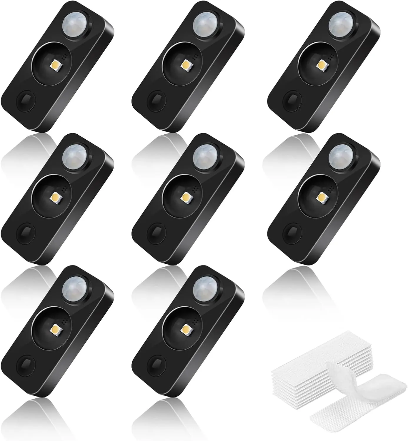 LED Motion Sensor Puck Lights, Rechargeable Cabinet Lights, Stick on Wireless LED Night Light for Closet, Drawer, Shelf, Under Cabinet, Warm White 8Pack, USB Charging Cord Included