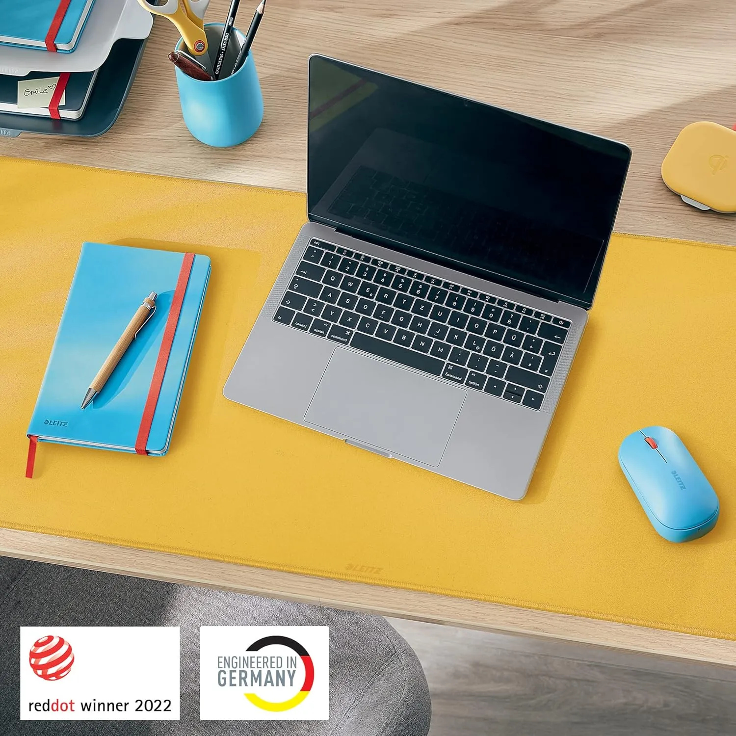 Leitz Desk Mat, Large 80 x 40cm Desk Pad, Non-Slip Mat for Laptop, PC, Monitors & Mouse Mats, Desktop Protector & Mouse Pad, Home/Office Use, Cosy Range, Warm Yellow, 52680019