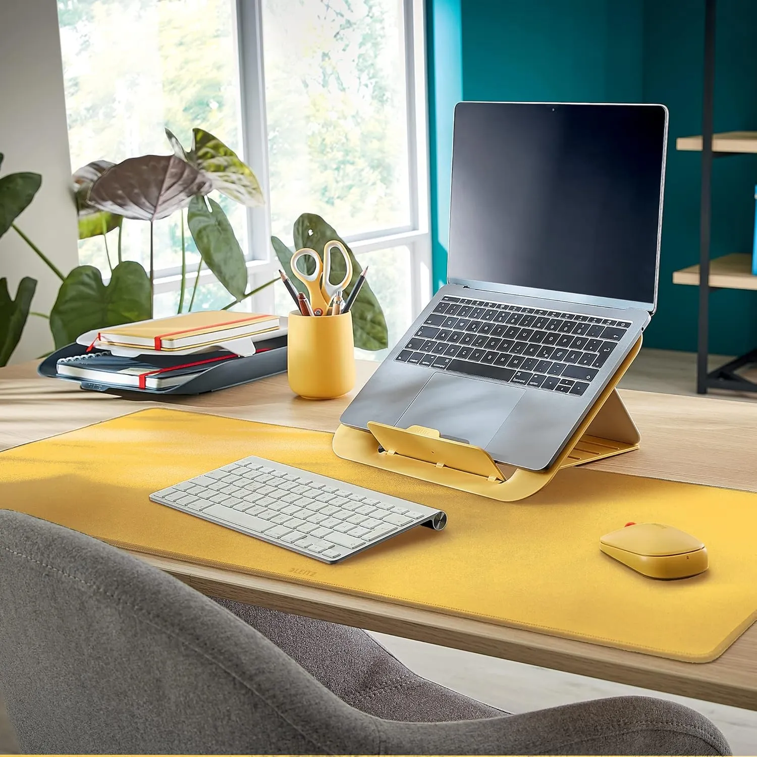 Leitz Desk Mat, Large 80 x 40cm Desk Pad, Non-Slip Mat for Laptop, PC, Monitors & Mouse Mats, Desktop Protector & Mouse Pad, Home/Office Use, Cosy Range, Warm Yellow, 52680019