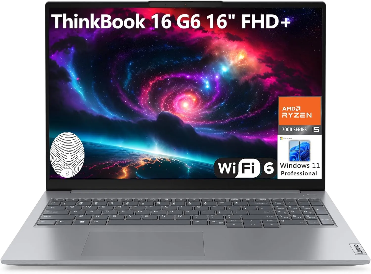 Lenovo ThinkBook 16 G6 16" FHD  Laptop Computer, Hexa-Core AMD Ryzen 5 7430U (Beat i7-1355U), 32GB DDR4 RAM, 1TB PCIe SSD, WiFi 6, Bluetooth 5.3, Fingerprint Reader, Windows 11 Pro, AZ-XUT