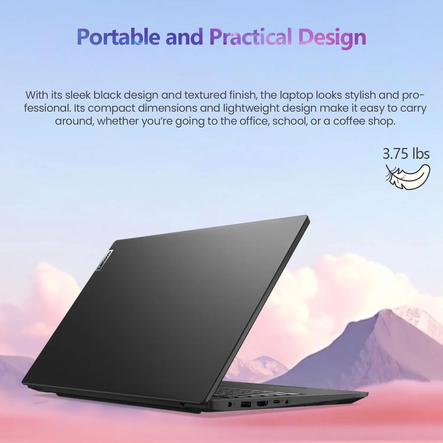 Lenovo V15 Gen 2 15.6" FHD Portable Business Laptop, Intel N4500, 16GB RAM, 1TB SSD, HDMI, Wi-Fi, Webcam, Windows 11 Pro, Black