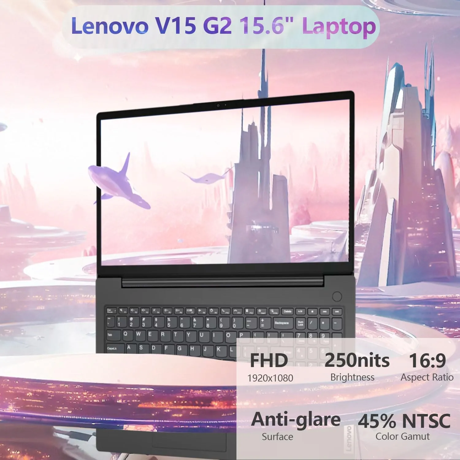Lenovo V15 Gen 2 15.6" FHD Portable Business Laptop, Intel N4500, 16GB RAM, 1TB SSD, HDMI, Wi-Fi, Webcam, Windows 11 Pro, Black