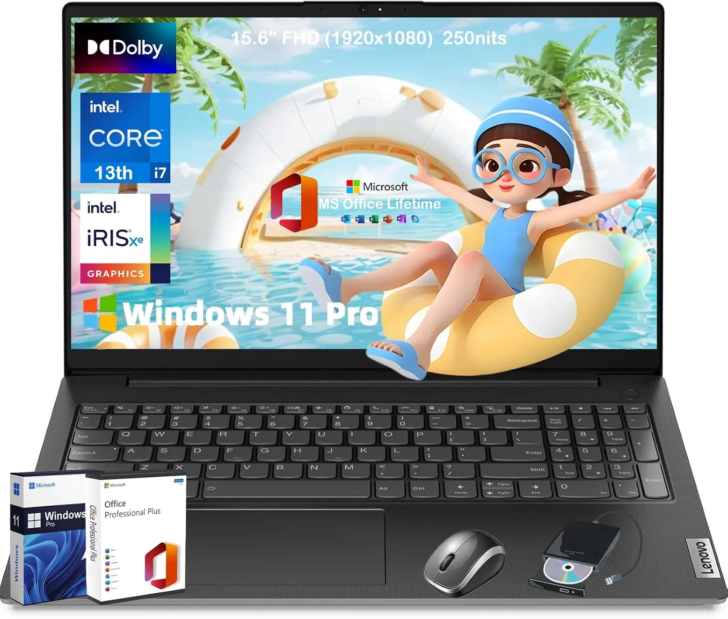 Lenovo V15 Premium Business Laptop - 15.6" FHD Display, IntelCore i7-1355U Processor, Wi-Fi 6, Numeric Keypad, HDMI, RJ45, Windows11 Pro, Office Lifetime (40GB RAM, 1TB SSD)