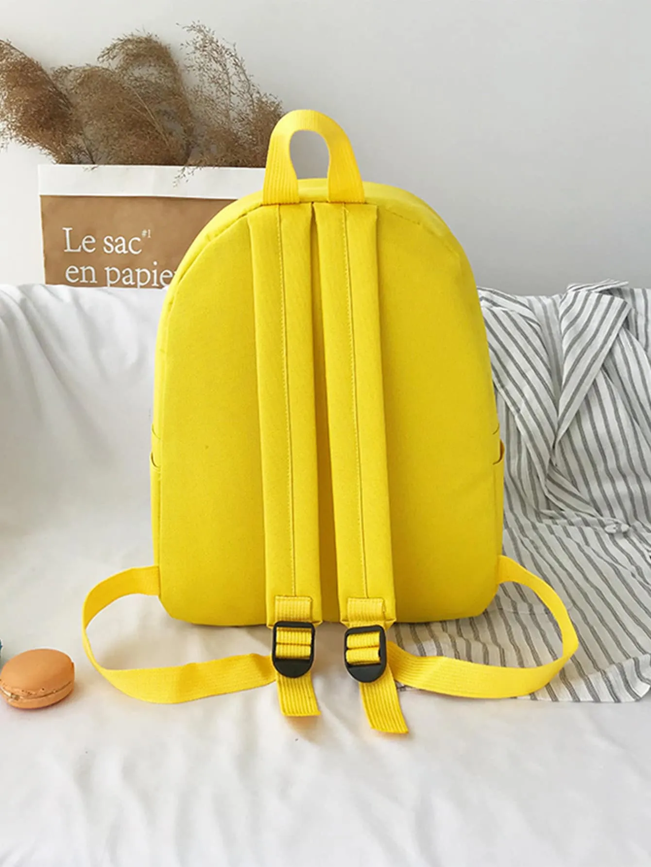 Letter Embroidered Pocket Front Backpack