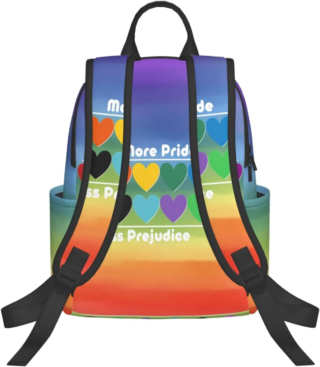LGBT Rainbow Gay More Pride Less Prejudice Heart Travel Laptop Backpack Casual Backpacks Double Shoulder Daypack Notebook Rucksack Work Bags Sports Bag for Gym Hiking Camping Beach