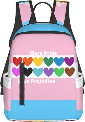 LGBT Rainbow Gay More Pride Less Prejudice Heart Travel Laptop Backpack Casual Backpacks Double Shoulder Daypack Notebook Rucksack Work Bags Sports Bag for Gym Hiking Camping Beach