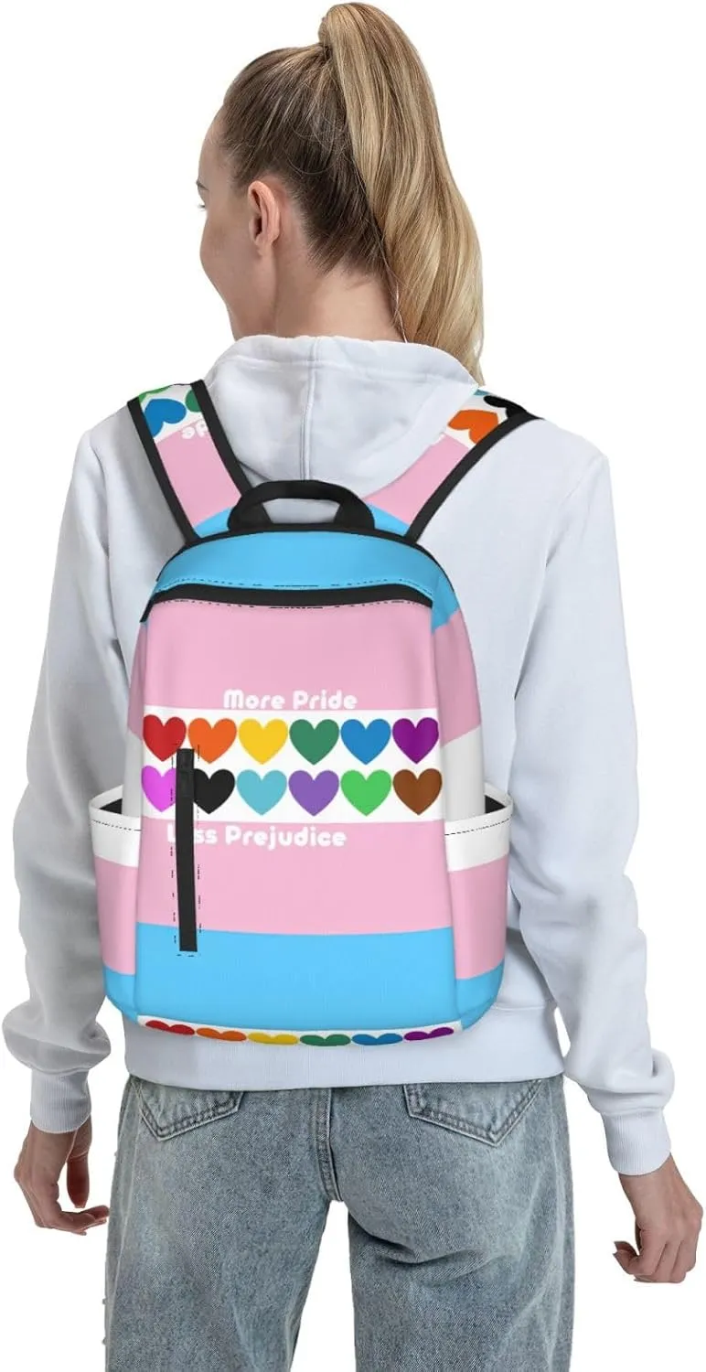LGBT Rainbow Gay More Pride Less Prejudice Heart Travel Laptop Backpack Casual Backpacks Double Shoulder Daypack Notebook Rucksack Work Bags Sports Bag for Gym Hiking Camping Beach