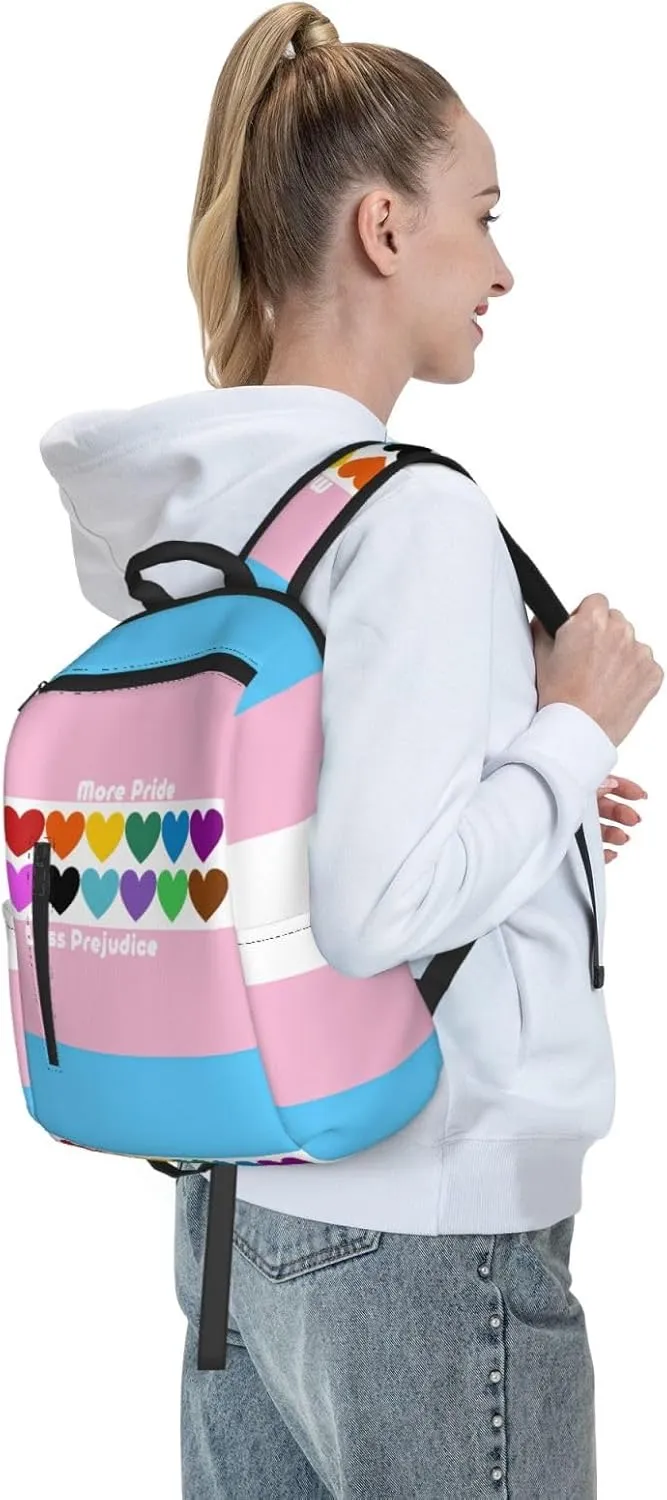LGBT Rainbow Gay More Pride Less Prejudice Heart Travel Laptop Backpack Casual Backpacks Double Shoulder Daypack Notebook Rucksack Work Bags Sports Bag for Gym Hiking Camping Beach