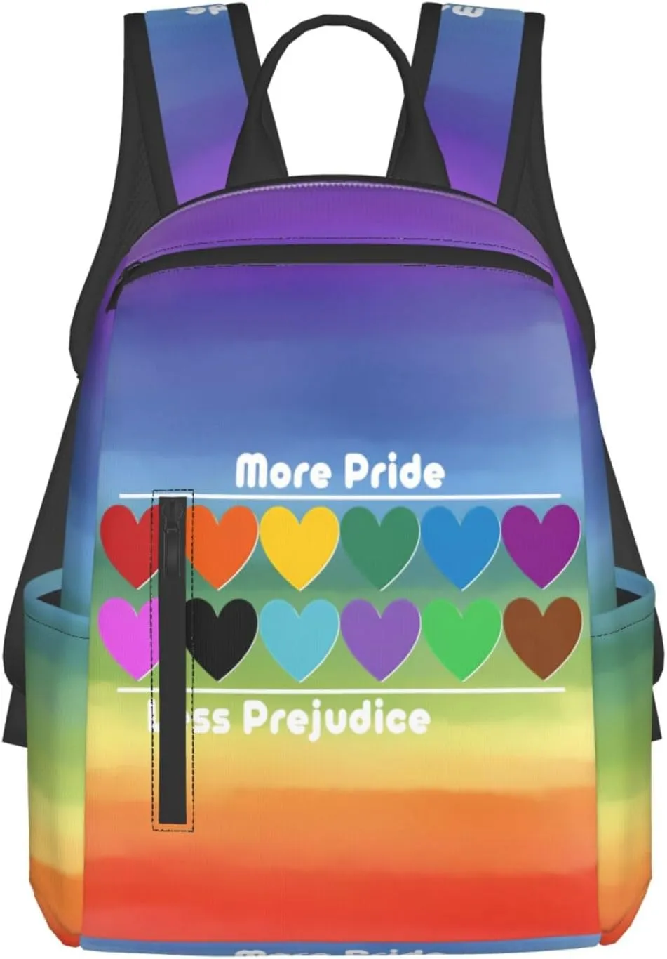 LGBT Rainbow Gay More Pride Less Prejudice Heart Travel Laptop Backpack Casual Backpacks Double Shoulder Daypack Notebook Rucksack Work Bags Sports Bag for Gym Hiking Camping Beach
