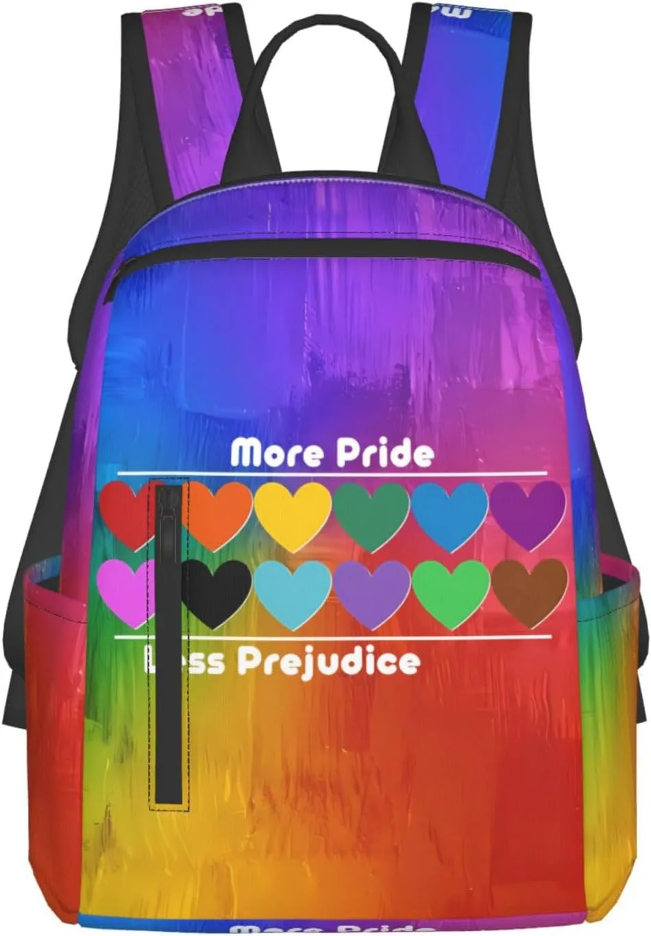 LGBT Rainbow Gay More Pride Less Prejudice Heart Travel Laptop Backpack Casual Backpacks Double Shoulder Daypack Notebook Rucksack Work Bags Sports Bag for Hiking Camping Beach
