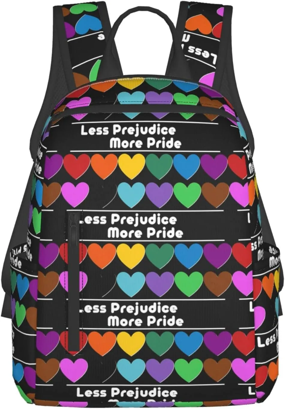 LGBT Rainbow Gay More Pride Less Prejudice Heart Travel Laptop Backpack Casual Backpacks Double Shoulder Daypack Notebook Rucksack Work Bags Sports Bag for Hiking Camping Beach