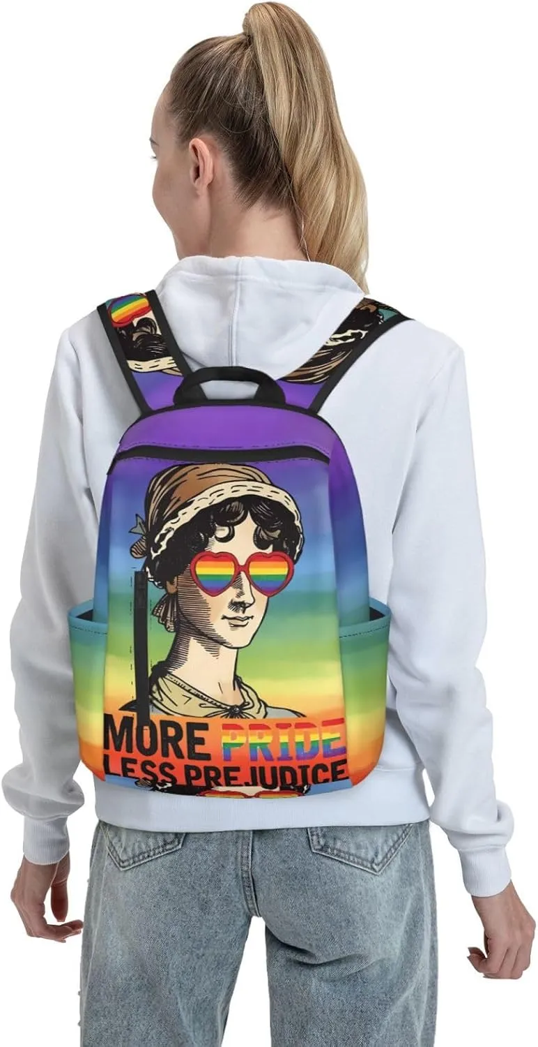 LGBT Rainbow Gay More Pride Less Prejudice Travel Laptop Backpack Casual Backpacks Double Shoulder Daypack Notebook Rucksack Work Bags Sports Bag for Gym Hiking Camping Beach
