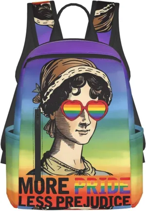 LGBT Rainbow Gay More Pride Less Prejudice Travel Laptop Backpack Casual Backpacks Double Shoulder Daypack Notebook Rucksack Work Bags Sports Bag for Gym Hiking Camping Beach