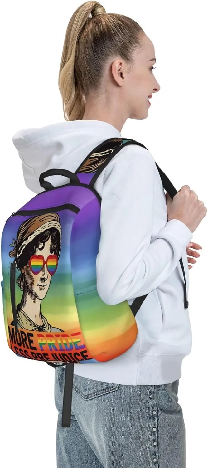 LGBT Rainbow Gay More Pride Less Prejudice Travel Laptop Backpack Casual Backpacks Double Shoulder Daypack Notebook Rucksack Work Bags Sports Bag for Gym Hiking Camping Beach