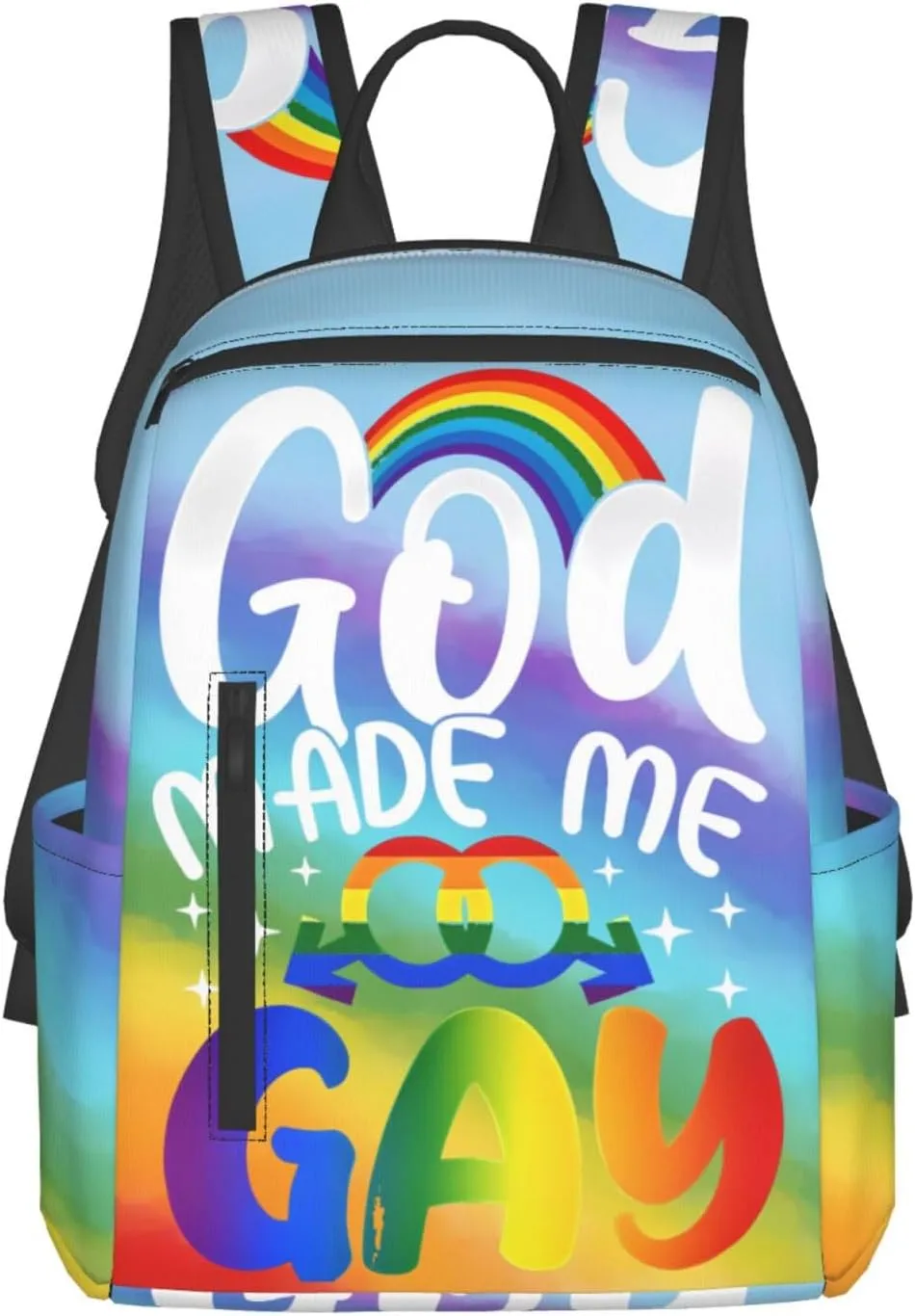 LGBT Rainbow Gay Pride God Made Me Gay Travel Laptop Backpack Casual Backpacks Double Shoulder Daypack Notebook Rucksack Work Bags Sports Bag for Gym Hiking Camping Beach