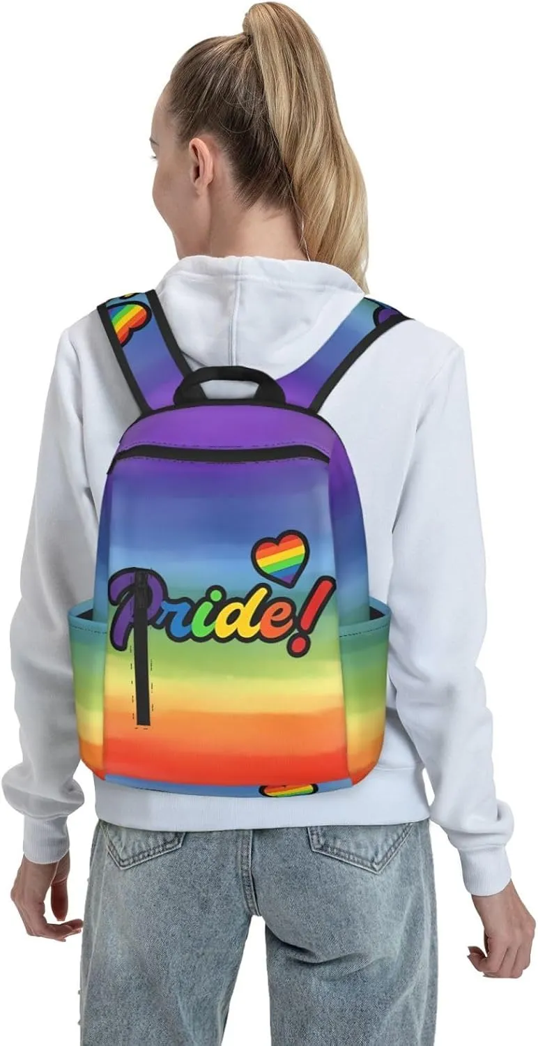 LGBT Rainbow Pride Gay Heart Travel Laptop Backpack Casual Backpacks Double Shoulder Daypack Notebook Rucksack Work Bags Sports Bag for Gym Hiking Camping Beach