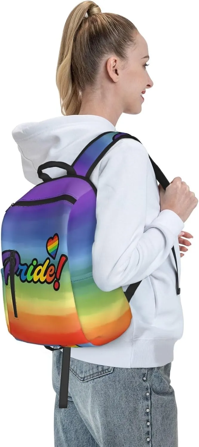 LGBT Rainbow Pride Gay Heart Travel Laptop Backpack Casual Backpacks Double Shoulder Daypack Notebook Rucksack Work Bags Sports Bag for Gym Hiking Camping Beach