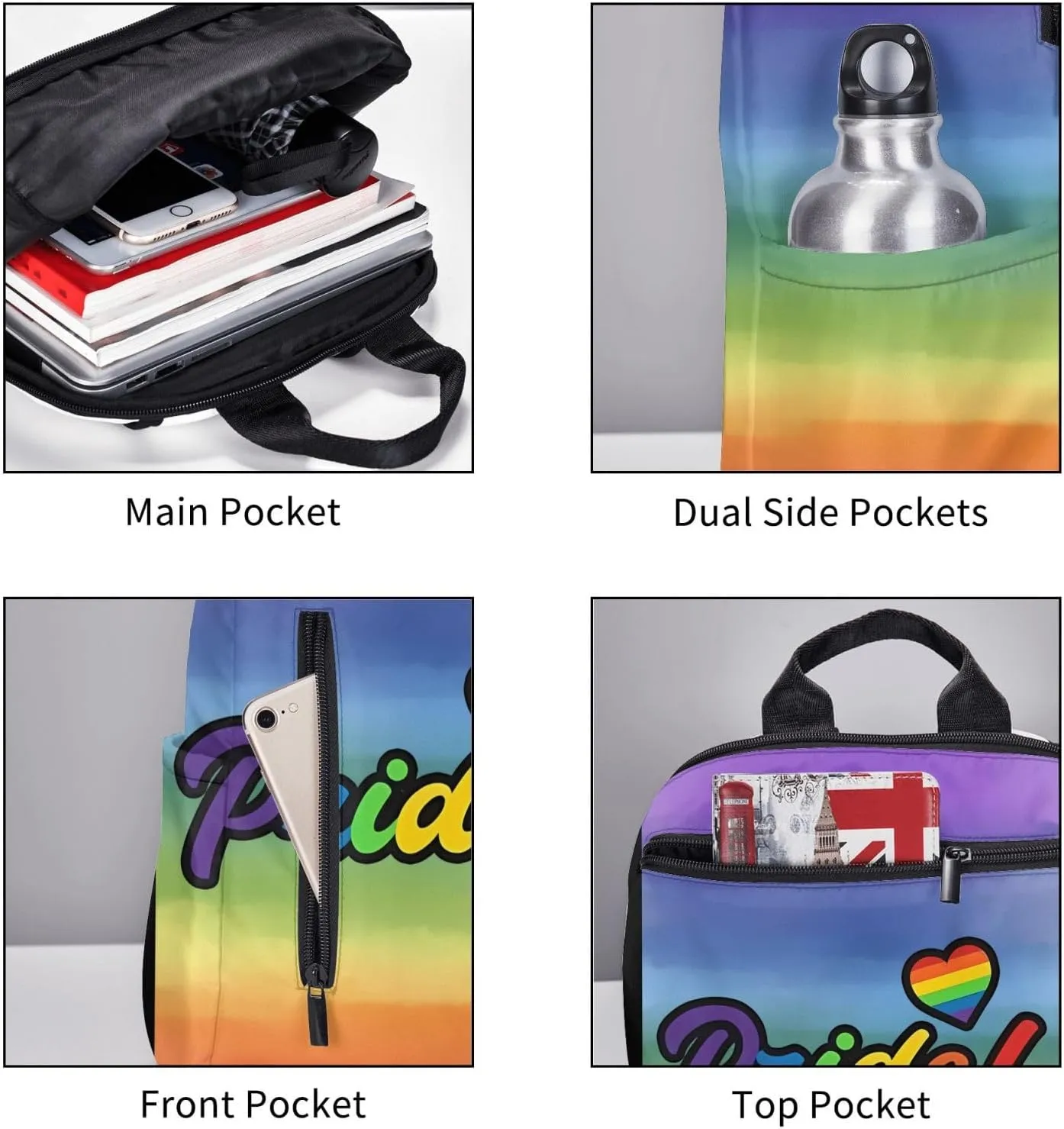 LGBT Rainbow Pride Gay Heart Travel Laptop Backpack Casual Backpacks Double Shoulder Daypack Notebook Rucksack Work Bags Sports Bag for Gym Hiking Camping Beach