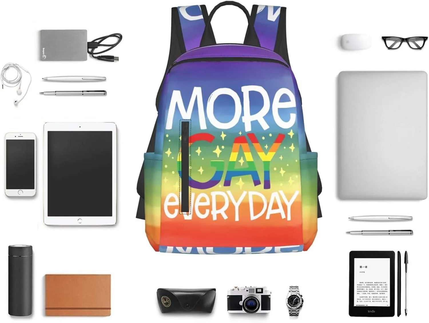 LGBT Rainbow Pride More Gay Everyday Travel Laptop Backpack Casual Backpacks Double Shoulder Daypack Notebook Rucksack Work Bags Sports Bag for Gym Hiking Camping Beach
