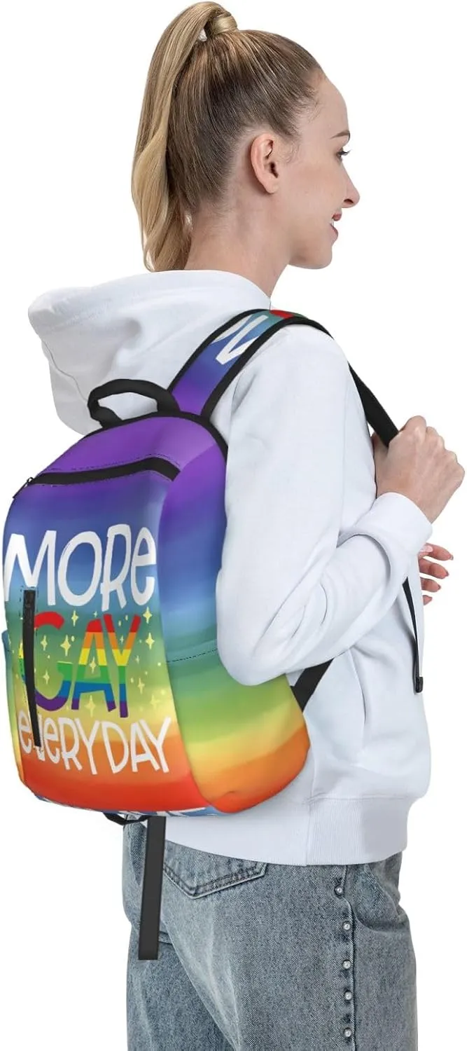 LGBT Rainbow Pride More Gay Everyday Travel Laptop Backpack Casual Backpacks Double Shoulder Daypack Notebook Rucksack Work Bags Sports Bag for Gym Hiking Camping Beach