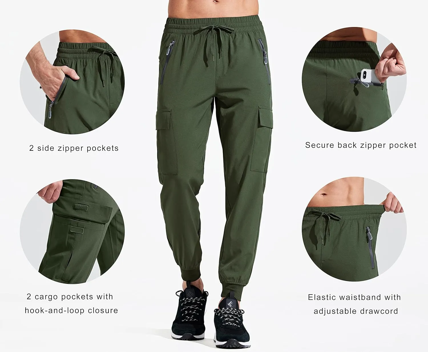 Libin Men's Lightweight Joggers Quick Dry Cargo Hiking Pants Track Running Workout Athletic Travel Casual Outdoor