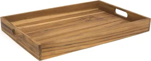 Lipper International Teak Wood Large Serving Tray with Cutout Handles, 20-1/2" x 13-3/4" x 2-2/5"